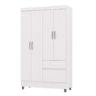 Guarda-roupa Solteiro 4 Portas 2 Gavetas Panama Branco