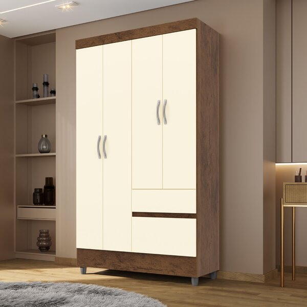 Guarda-roupa Solteiro 4 Portas 2 Gavetas Panama Imbuia/champa