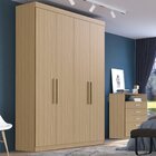 Guarda Roupa Solteiro 4 Portas 2 Gavetas Paris  Cedro