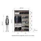 Guarda Roupa Solteiro 4 Portas 2 Gavetas Paris  Nogueira/off