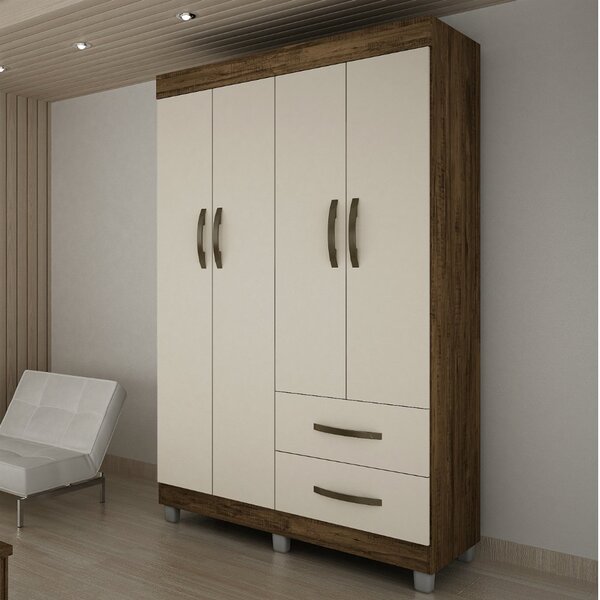 Guarda Roupa Solteiro 4 Portas 2 Gavetas Paris Chf Móveis