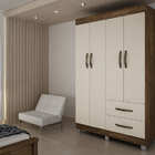 Guarda-roupa Solteiro 4 Portas 2 Gavetas - Paris-imbuia/off W