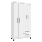 Guarda Roupa Solteiro 4 Portas 2 Gavetas Porto Belo Branco Fl