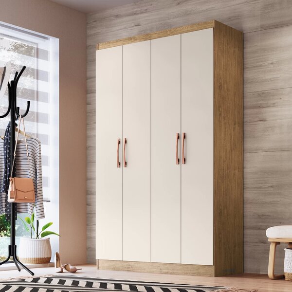 Guarda Roupa Solteiro 4 Portas 2 Gavetas Recife  Off White/no
