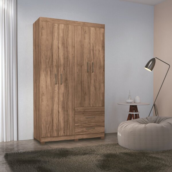 Guarda Roupa Solteiro 4 Portas 2 Gavetas Star 4.2 Santos Andi