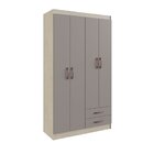 Guarda Roupa Solteiro 4 Portas 2 Gavetas Treviso 104 Crema/fu