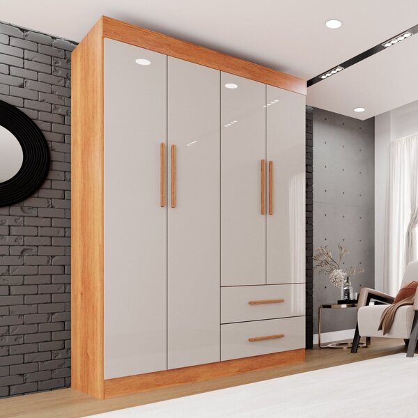 Guarda-roupa Solteiro 4 Portas 2 Gavetas Verona Premium