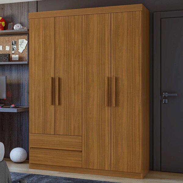 Guarda-roupa Solteiro 4 Portas 2 Gavetas Zeus Rovere Naturale