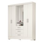 Guarda Roupa Solteiro 4 Portas 3 Gavetas Capelinha Com Espelh