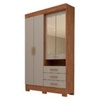 Guarda Roupa Solteiro 4 Portas 3 Gavetas Capelinha Com Espelh