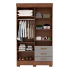 Guarda Roupa Solteiro 4 Portas 3 Gavetas Capelinha Com Espelh