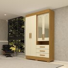 Guarda-roupa Solteiro 4 Portas 3 Gavetas Capelinha Com Espelh