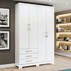 Guarda Roupa Solteiro 4 Portas 3 Gavetas City  Branco