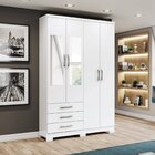 Guarda-roupa Solteiro 4 Portas 3 Gavetas Com Espelho Caju Bra