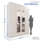 Guarda-roupa Solteiro 4 Portas 3 Gavetas Com Espelho Roma Esp