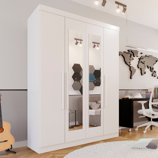 Guarda-roupa Solteiro 4 Portas 3 Gavetas Com Espelho Roma Esp