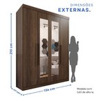 Guarda-roupa Solteiro 4 Portas 3 Gavetas Com Espelho Roma Esp
