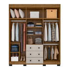 Guarda Roupa Solteiro 4 Portas 3 Gavetas Com Pés E Espelho B2