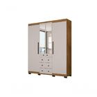 Guarda Roupa Solteiro 4 Portas 3 Gavetas Com Pés E Espelho B2