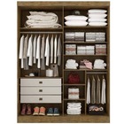 Guarda Roupa Solteiro 4 Portas 3 Gavetas - Da Vinci Plus-ypê/