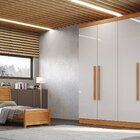 Guarda Roupa Solteiro 4 Portas 3 Gavetas Genova  Nature/off W