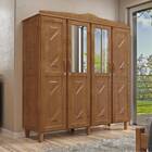 Guarda-roupa Solteiro 4 Portas 3 Gavetas Internas Com Espelho