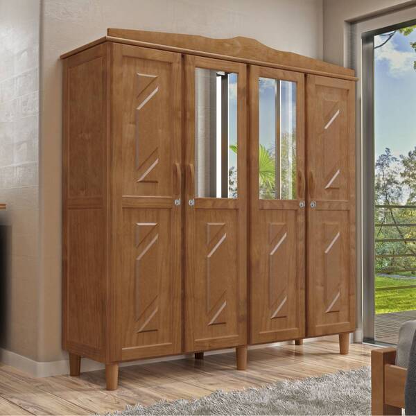 Guarda-roupa Solteiro 4 Portas 3 Gavetas Internas Com Espelho