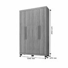 Guarda Roupa Solteiro 4 Portas 3 Gavetas Milão  Branco