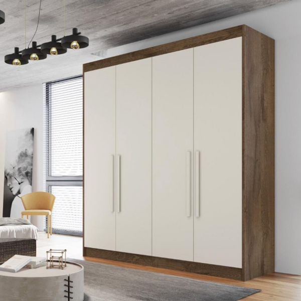 Guarda Roupa Solteiro 4 Portas 3 Gavetas - Nantes-braúna/off