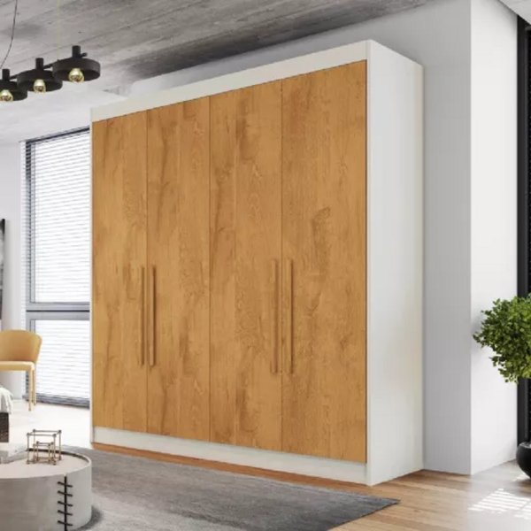 Guarda Roupa Solteiro 4 Portas 3 Gavetas - Nantes-off White/p