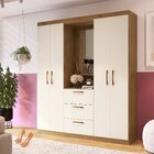 Guarda Roupa Solteiro 4 Portas 3 Gavetas Panamá  Off White/no