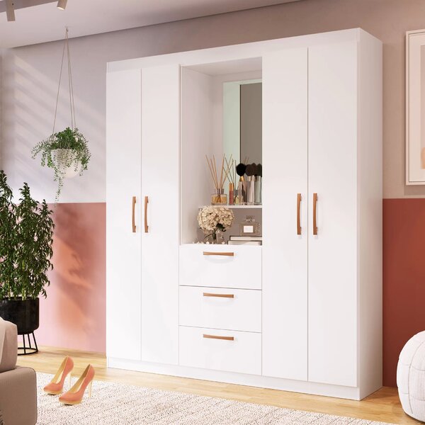 Guarda Roupa Solteiro 4 Portas 3 Gavetas Panamá Móveis Doripe