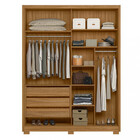 Guarda Roupa Solteiro 4 Portas 3 Gavetas Ripado California Mo