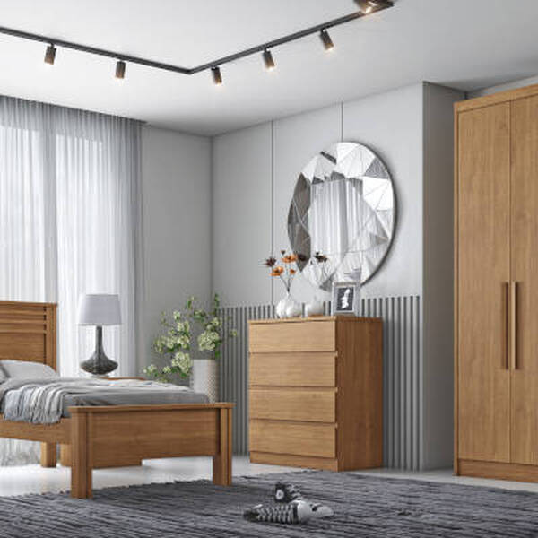 Guarda Roupa Solteiro 4 Portas 3 Gavetas - Sevilha-cumaru - M