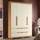 Guarda Roupa Solteiro 4 Portas 4 Gavetas Doble  Cinamomo/off