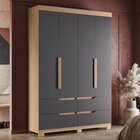 Guarda Roupa Solteiro 4 Portas 4 Gavetas Doble  Freijó