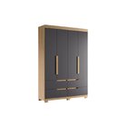 Guarda Roupa Solteiro 4 Portas 4 Gavetas Doble  Freijó