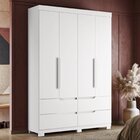 Guarda Roupa Solteiro 4 Portas 4 Gavetas Doble Branco