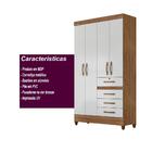 Guarda Roupa Solteiro 4 Portas 4 Gavetas Sobral Branco