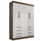 Guarda Roupa Solteiro 4 Portas 6 Gavetas - Mônaco-ypê/off Whi