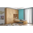 Guarda-roupa Solteiro 4 Portas Com Cama Baú Lyon E Mesa Retrá