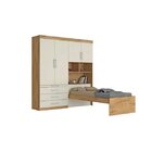 Guarda-roupa Solteiro 4 Portas Com Cama Baú Lyon E Mesa Retrá