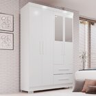 Guarda-roupa Solteiro 4 Portas Com Espelho 2 Gavetas Estrela