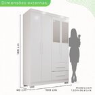 Guarda-roupa Solteiro 4 Portas Com Espelho 2 Gavetas Estrela