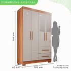 Guarda-roupa Solteiro 4 Portas Com Espelho 2 Gavetas Estrela