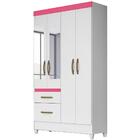 Guarda Roupa Solteiro 4 Portas Com Espelho 8523 Moval