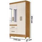 Guarda Roupa Solteiro 4 Portas Com Espelho 8523 Moval