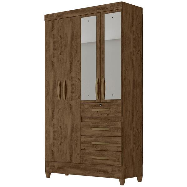 Guarda Roupa Solteiro 4 Portas Com Espelho 8704 Moval