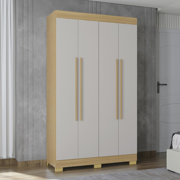 Guarda Roupa Solteiro 4 Portas Com Pés Barcelona Poquema