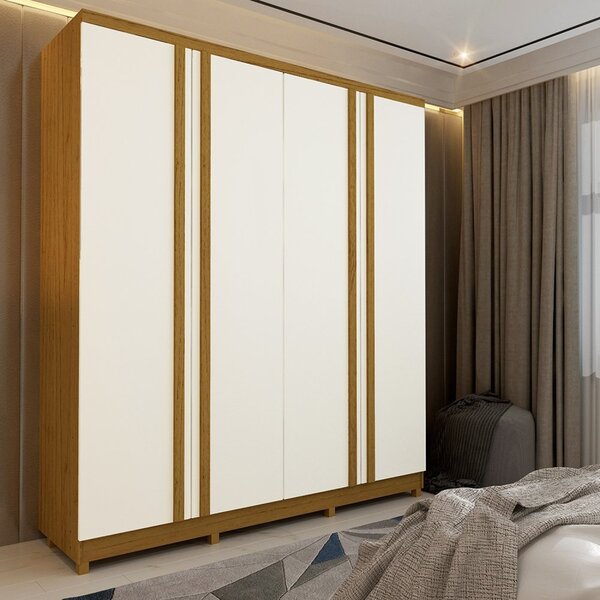 Guarda Roupa Solteiro 4 Portas Com Pés Paolo Yescasa Naturale